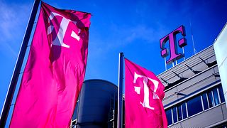 Deutsche Telekom Logo on the roof of DT headquarters.