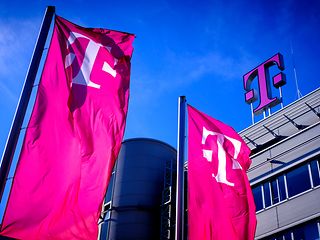 Deutsche Telekom Logo on the roof of DT headquarters.