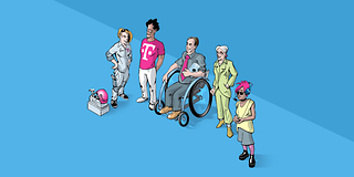Eine Gruppe von fünf Menschen.
