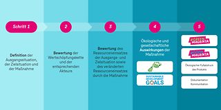 Infografik zum Vergabeprozess für das Nachhaltigkeitslabel.