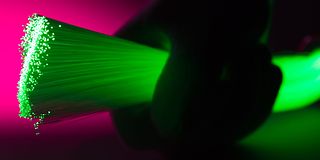 Bündel Glasfaser grüner Farbe